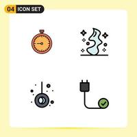 Universal Icon Symbols Group of 4 Modern Filledline Flat Colors of stopwatch wish quick watch movement Editable Vector Design Elements