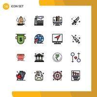 16 Flat Color Filled Line concept for Websites Mobile and Apps badges knife smoke hiking web Editable Creative Vector Design Elements