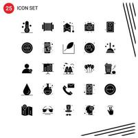 Pictogram Set of 25 Simple Solid Glyphs of assignment party education camera student Editable Vector Design Elements