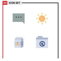 4 Flat Icon concept for Websites Mobile and Apps bubble food brightness shine folder Editable Vector Design Elements