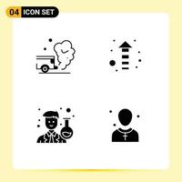 Modern Set of 4 Solid Glyphs and symbols such as air avatar pollution direction scientist Editable Vector Design Elements