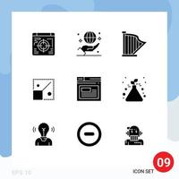 Modern Set of 9 Solid Glyphs and symbols such as internet design audio resize sound Editable Vector Design Elements