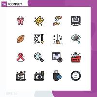 Pack of 16 Modern Flat Color Filled Lines Signs and Symbols for Web Print Media such as football afl bribery website computer Editable Creative Vector Design Elements