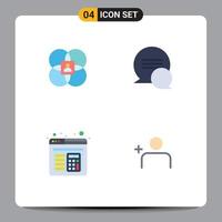 4 User Interface Flat Icon Pack of modern Signs and Symbols of character layout model conversation discover people Editable Vector Design Elements