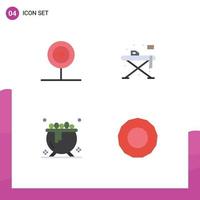 Modern Set of 4 Flat Icons Pictograph of candy cauldron food living holiday Editable Vector Design Elements