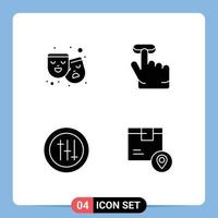 Pictogram Set of 4 Simple Solid Glyphs of mask seo film gesture delivery Editable Vector Design Elements