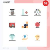 Universal Icon Symbols Group of 9 Modern Flat Colors of logistic box atom news communication Editable Vector Design Elements