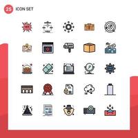 Mobile Interface Filled line Flat Color Set of 25 Pictograms of portfolio case flow business arrow Editable Vector Design Elements