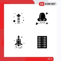 Pictogram Set of 4 Simple Solid Glyphs of arrow rocket air nose technology Editable Vector Design Elements