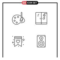 4 User Interface Line Pack of modern Signs and Symbols of art wish list edit shower hifi Editable Vector Design Elements