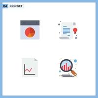 Pack of 4 Modern Flat Icons Signs and Symbols for Web Print Media such as chart analytics pie certificate graph Editable Vector Design Elements