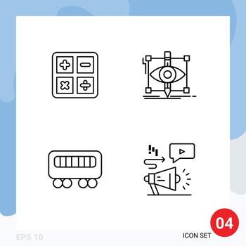 4 Universal Filledline Flat Colors Set for Web and Mobile Applications back to school passenger formula sketch train Editable Vector Design Elements