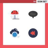 4 Thematic Vector Flat Icons and Editable Symbols of amanita globe poison messages data Editable Vector Design Elements