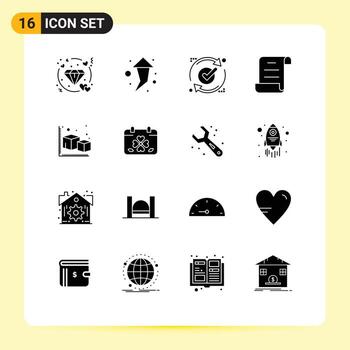 16 Solid Glyph concept for Websites Mobile and Apps modeling arrow report script document Editable Vector Design Elements