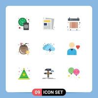 Universal Icon Symbols Group of 9 Modern Flat Colors of cloud drink computer coconut juice system Editable Vector Design Elements