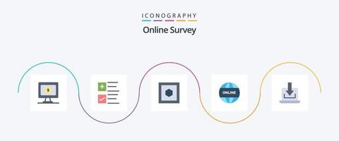 Online Survey Flat 5 Icon Pack Including download. arrow. shape. laptop. website vector