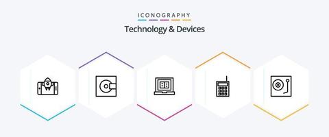 dispositivos 25 línea icono paquete incluso walkie radio. tecnología. hardware. en línea vector