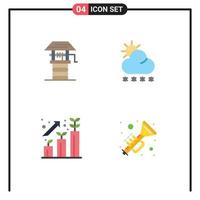 4 User Interface Flat Icon Pack of modern Signs and Symbols of agriculture career well sun profit Editable Vector Design Elements