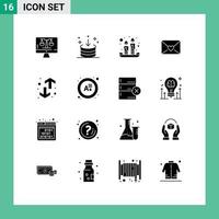 Pictogram Set of 16 Simple Solid Glyphs of down heart interface love light Editable Vector Design Elements