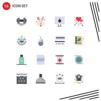 Set of 16 Modern UI Icons Symbols Signs for group romance locked love balloons Editable Pack of Creative Vector Design Elements