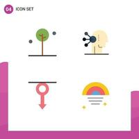 Pack of 4 Modern Flat Icons Signs and Symbols for Web Print Media such as forest human tree concentration man Editable Vector Design Elements