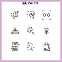 Group of 9 Outlines Signs and Symbols for research home maple lump sofa Editable Vector Design Elements