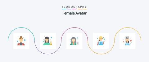 Female Avatar Flat 5 Icon Pack Including worker. female engineer. woman. construction worker. female vector