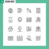 Stock Vector Icon Pack of 16 Line Signs and Symbols for camera document garbage file plumbing Editable Vector Design Elements