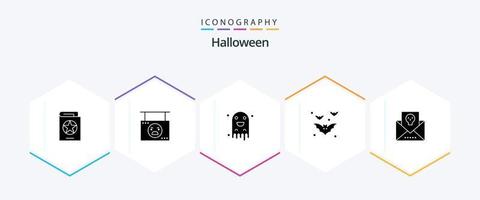 Halloween 25 Glyph icon pack including night. bats. pumpkin. bat. horror vector