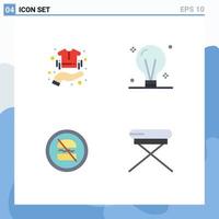 Set of 4 Commercial Flat Icons pack for buy idea clothes concept banned Editable Vector Design Elements