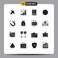 16 User Interface Solid Glyph Pack of modern Signs and Symbols of basketball magnet customization education hotel Editable Vector Design Elements