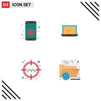 Group of 4 Flat Icons Signs and Symbols for bluetooth man sign device target Editable Vector Design Elements