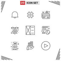 Mobile Interface Outline Set of 9 Pictograms of man accessories banking settings favorite Editable Vector Design Elements