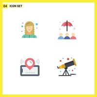 Flat Icon Pack of 4 Universal Symbols of developer location web developer umbrella cinema Editable Vector Design Elements