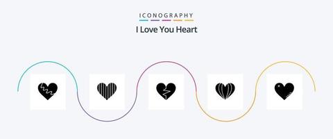 Heart Glyph 5 Icon Pack Including like. heart. favorite. love vector