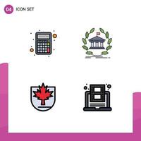 Filledline Flat Color Pack of 4 Universal Symbols of apps education interface online leaf Editable Vector Design Elements