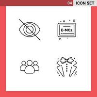 User Interface Pack of 4 Basic Filledline Flat Colors of disable team board friends heart Editable Vector Design Elements