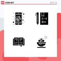 Modern Set of 4 Solid Glyphs and symbols such as advertising book speaker coding knowledge Editable Vector Design Elements