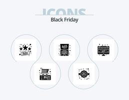 negro viernes glifo icono paquete 5 5 icono diseño. negro viernes. cuaderno. descuento. ordenador portátil. viernes vector