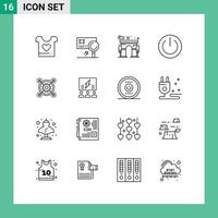 Set of 16 Vector Outlines on Grid for ui on fraud off gate Editable Vector Design Elements