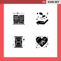 Group of 4 Solid Glyphs Signs and Symbols for art seo textbook hand chocolate Editable Vector Design Elements