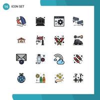 Mobile Interface Flat Color Filled Line Set of 16 Pictograms of technology security browser camera programming Editable Creative Vector Design Elements