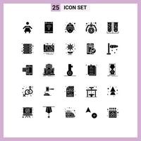 Group of 25 Solid Glyphs Signs and Symbols for lab test apparatus labour idea making Editable Vector Design Elements