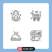 User Interface Pack of 4 Basic Filledline Flat Colors of alarm wifi secure internet dish Editable Vector Design Elements