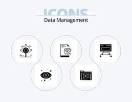 Data Management Glyph Icon Pack 5 Icon Design. file . setting. files . search . gear vector