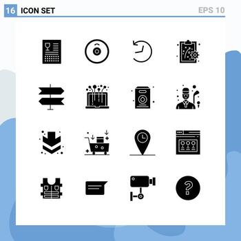 Group of 16 Modern Solid Glyphs Set for hardware location twitter direction performance method Editable Vector Design Elements