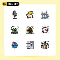 9 Creative Icons Modern Signs and Symbols of hiking tree tag forest financial Editable Vector Design Elements