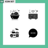 4 User Interface Solid Glyph Pack of modern Signs and Symbols of bowl scooter stew table bubble Editable Vector Design Elements