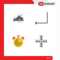 4 Flat Icon concept for Websites Mobile and Apps hill clock mountain back timer Editable Vector Design Elements