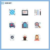 User Interface Pack of 9 Basic Flat Colors of office building list truck love Editable Vector Design Elements